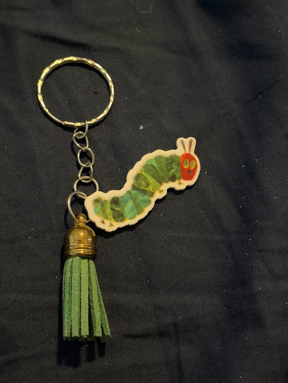 Green Caterpillar Tassel Keychain - Women's Accessory